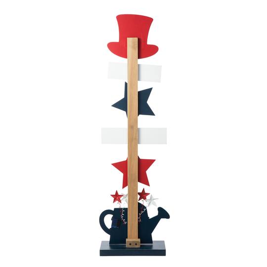 Glitzhome® 35.7" Patriotic Americana Wooden Top Hat Porch Sign